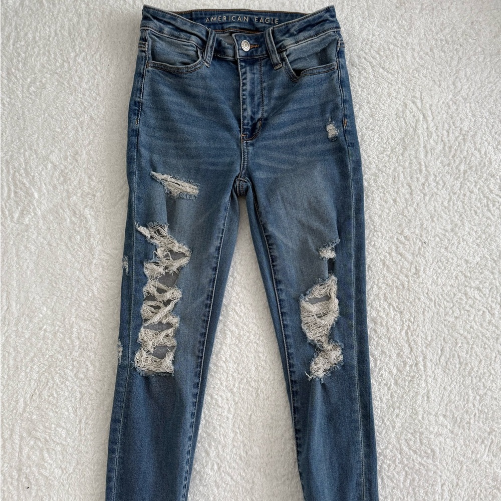 American Eagle Outfitters Ripped Blue Skinny Jeans